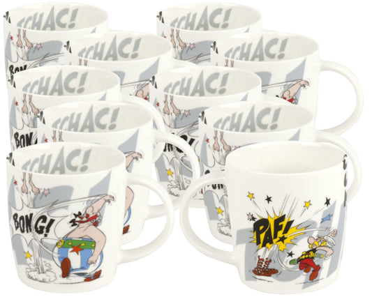 10er SET KÖNITZ Becher Asterix - K.O. - 400 ml / Motivtasse