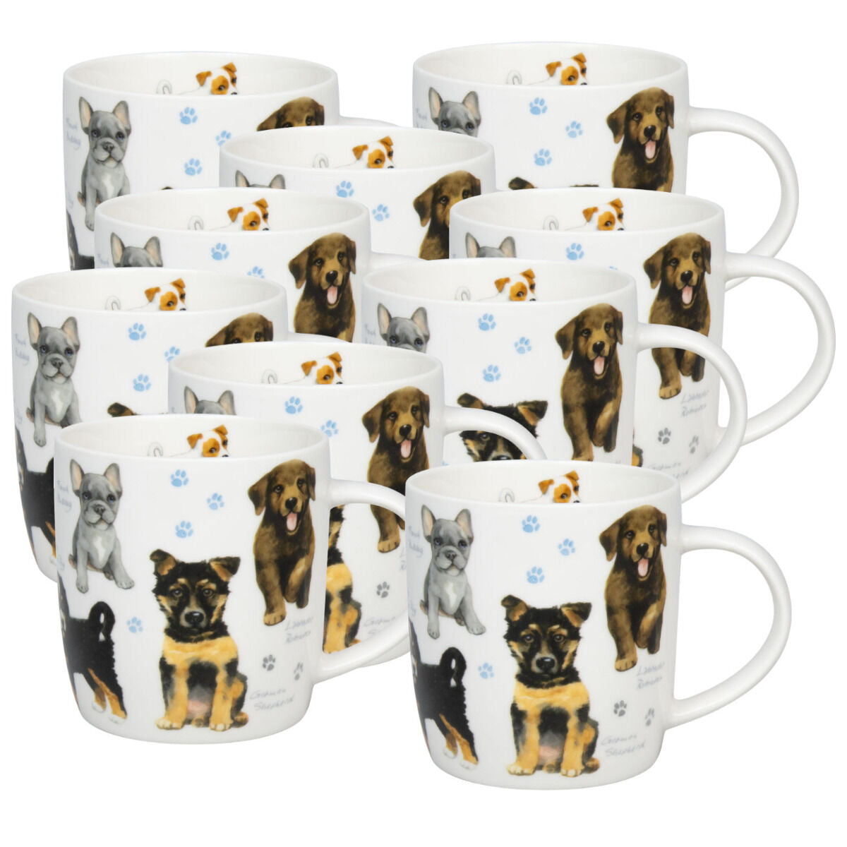 10er SET KÖNITZ 1172752867 Becher Natures Diversity - HUNDE 400 ml aus Bone China Porzellan / Artenvielfalt
