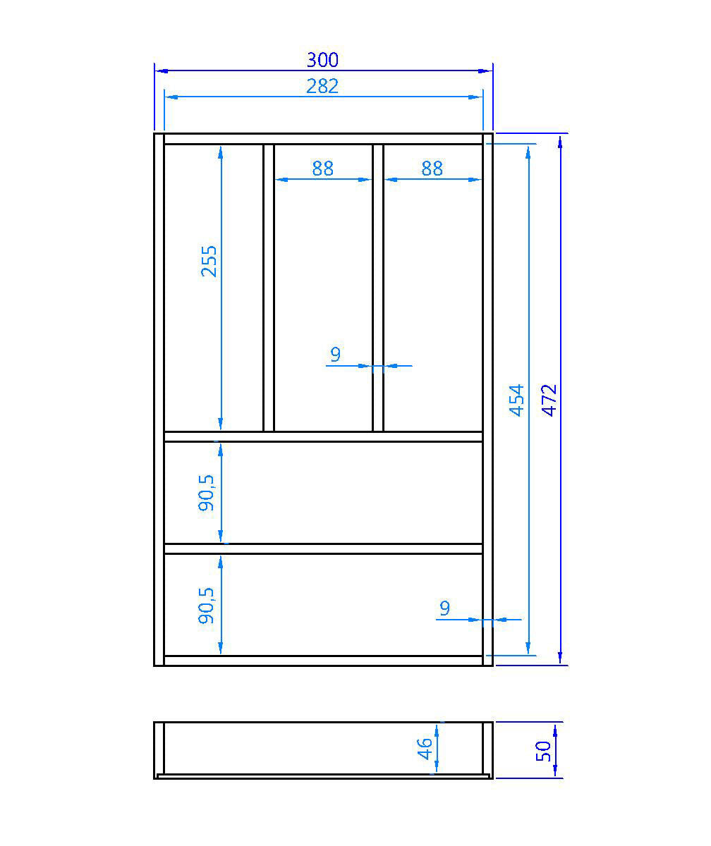 Besteckeinsatz AERIK aus Massivholz (Eiche), 300 x 472 mm, universell / Besteckkasten