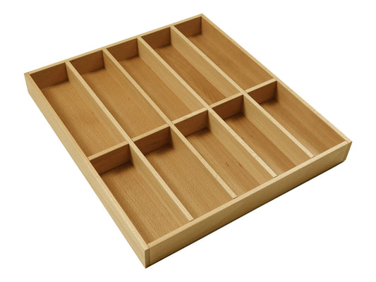 Besteckeinsatz AERIK aus Massivholz (Buche), 424 x 472 mm, universell / Besteckkasten