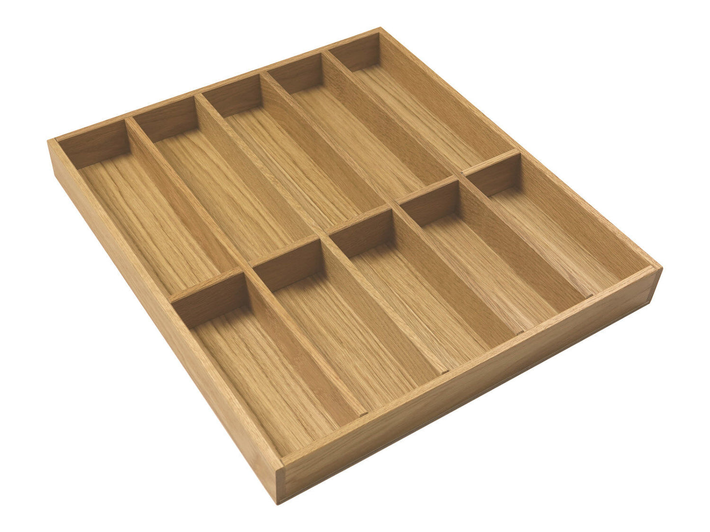 Besteckeinsatz AERIK aus Massivholz (Eiche), 424 x 472 mm, universell / Besteckkasten