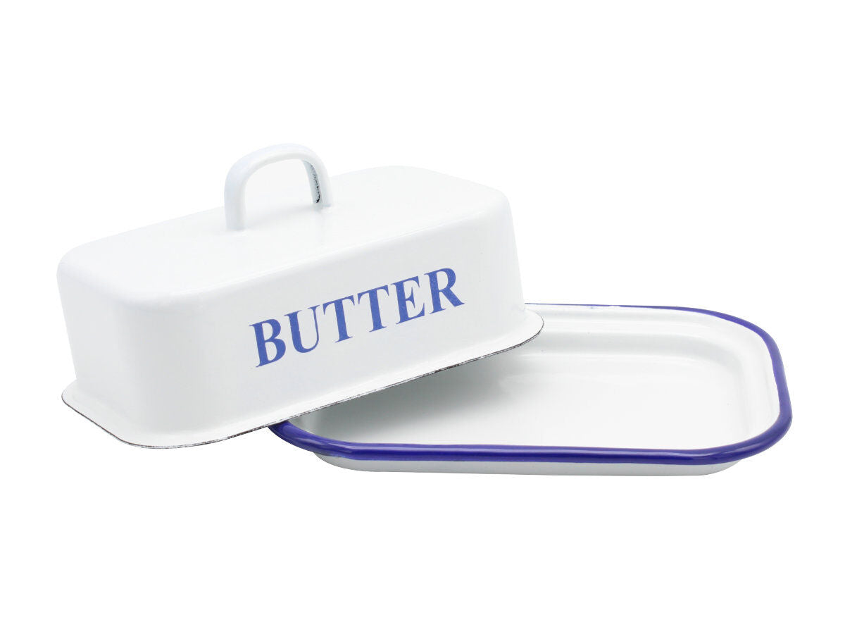 Karl Krüger 120252 Butterdose Husum 17x12x9cm emailliert, weiß