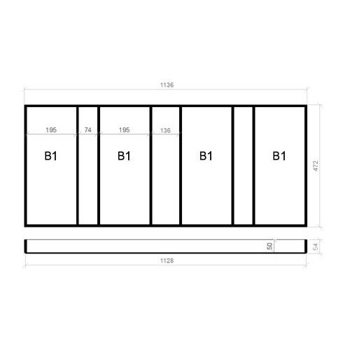Mehrzweckeinsatz 120er Schub. B 1136 x T 472 BLUM Poggenpohl 16 mm OPTION Classic