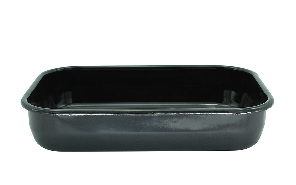 Karl Krüger 14132BL Auflaufschale 32 cm / 3 Liter, Serie BLACK, Stahl emailliert / Auflaufform / Ofenform