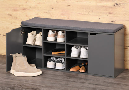 KESPER 1591913 Schuhschrank / Sitzbank, grau, mit Sitzkissen