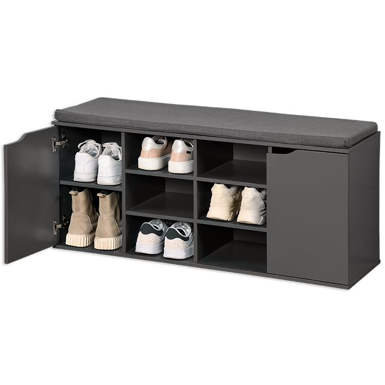 KESPER 1591913 Schuhschrank / Sitzbank, grau, mit Sitzkissen