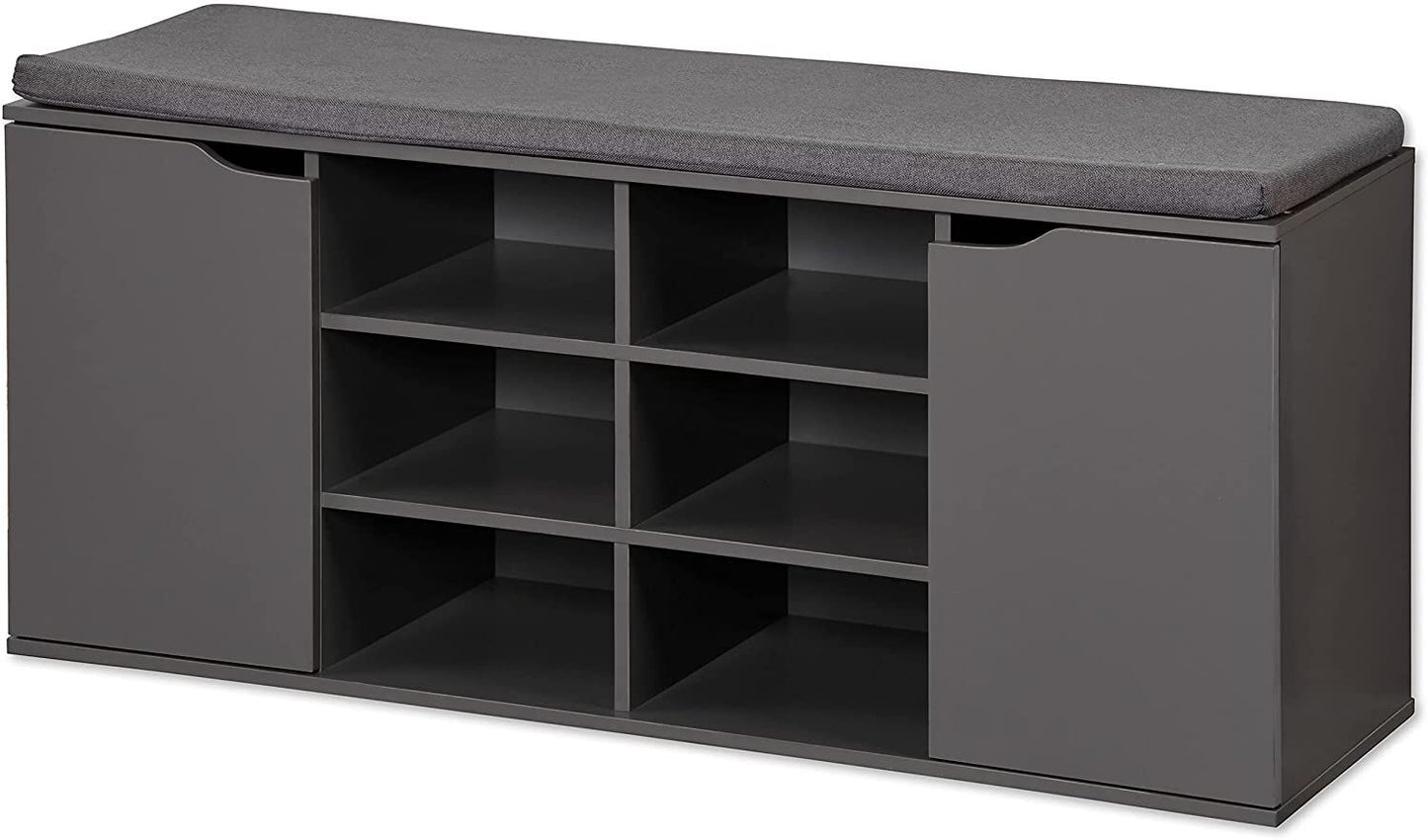 KESPER 1591913 Schuhschrank / Sitzbank, grau, mit Sitzkissen