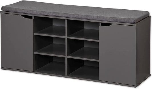 KESPER 1591913 Schuhschrank / Sitzbank, grau, mit Sitzkissen