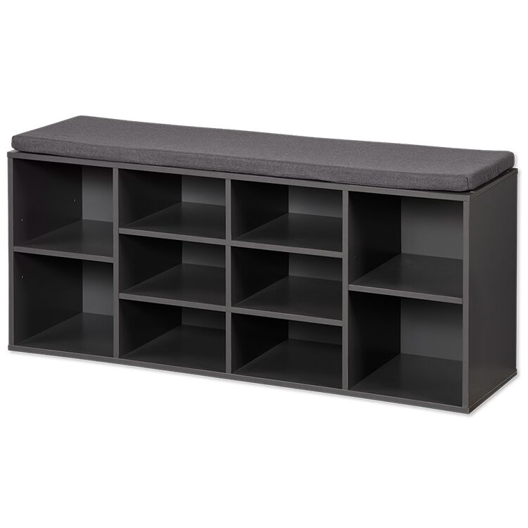 KESPER 1592313 Schuhschrank / Sitzbank, grau, mit Sitzkissen