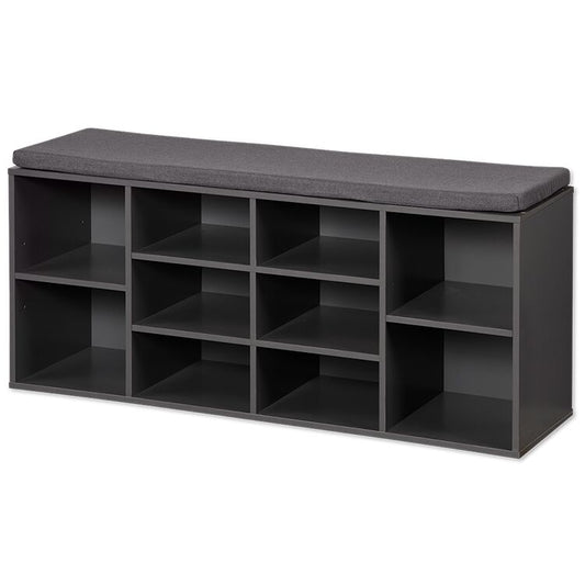 KESPER 1592313 Schuhschrank / Sitzbank, grau, mit Sitzkissen