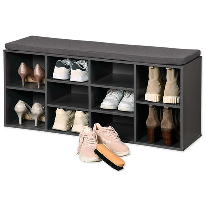 KESPER 1592313 Schuhschrank / Sitzbank, grau, mit Sitzkissen