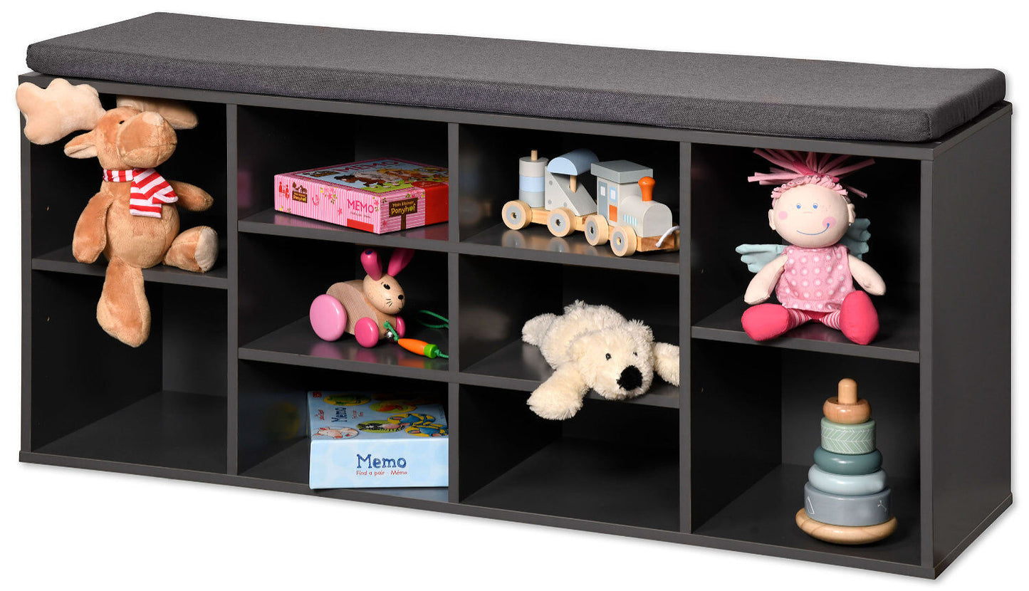KESPER 1592313 Schuhschrank / Sitzbank, grau, mit Sitzkissen