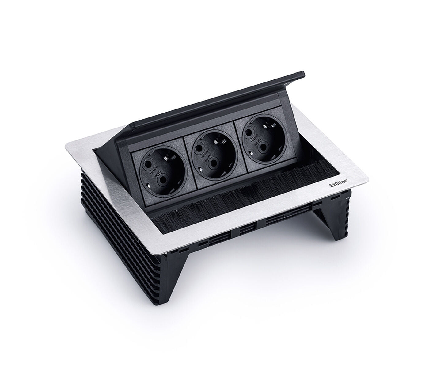 EVOline FlipTop Push 3-fach VDE Steckdosenleiste, versenkbar / Mehrfachsteckdose / Steckdosenverteiler