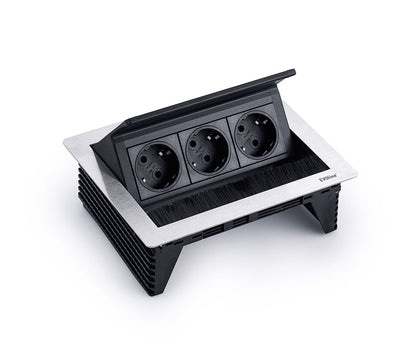 EVOline FlipTop Push 3-fach VDE Steckdosenleiste, versenkbar / Mehrfachsteckdose / Steckdosenverteiler
