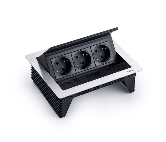EVOline FlipTop Push 3-fach VDE Steckdosenleiste, versenkbar / Mehrfachsteckdose / Steckdosenverteiler