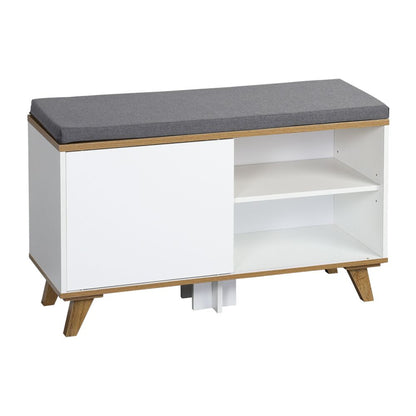 KESPER 1594213 Schuhschrank mit Sitzkissen, weiß, 77 x 30 x 48 cm
