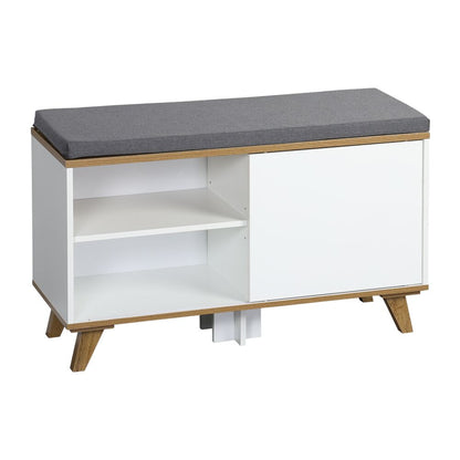 KESPER 1594213 Schuhschrank mit Sitzkissen, weiß, 77 x 30 x 48 cm