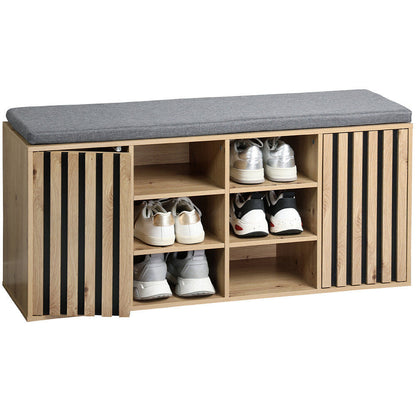 KESPER 1594713 Schuhschrank mit Sitzkissen, braun, Spanplatte FSC, 103 x 29,5 x 48 cm