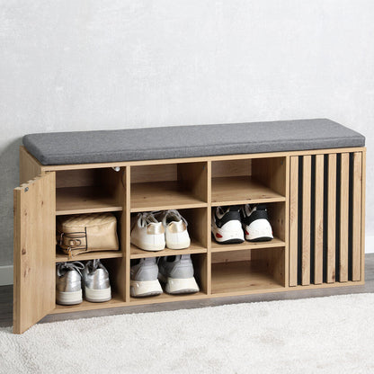 KESPER 1594713 Schuhschrank mit Sitzkissen, braun, Spanplatte FSC, 103 x 29,5 x 48 cm