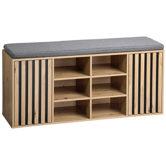 KESPER 1594713 Schuhschrank mit Sitzkissen, braun, Spanplatte FSC, 103 x 29,5 x 48 cm