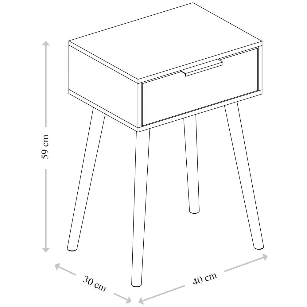 KESPER 1597013 Nachttisch mit Schublade, weiß im schlicht modernem Design