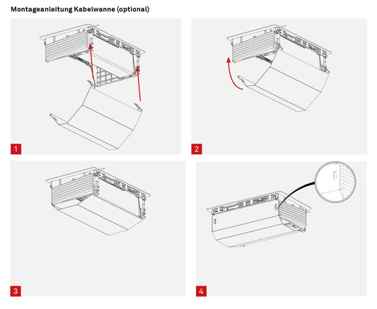 EVOline FlipTop Push Kabelwanne für Montage unterhalb von Tischplatte / Abdeckung / Schutz