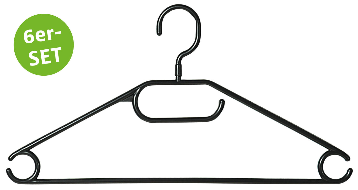 KESPER 16771 Kleiderbügel, 6er-Set, schwarz, Kunststoff