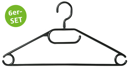 KESPER 16771 Kleiderbügel, 6er-Set, schwarz, Kunststoff