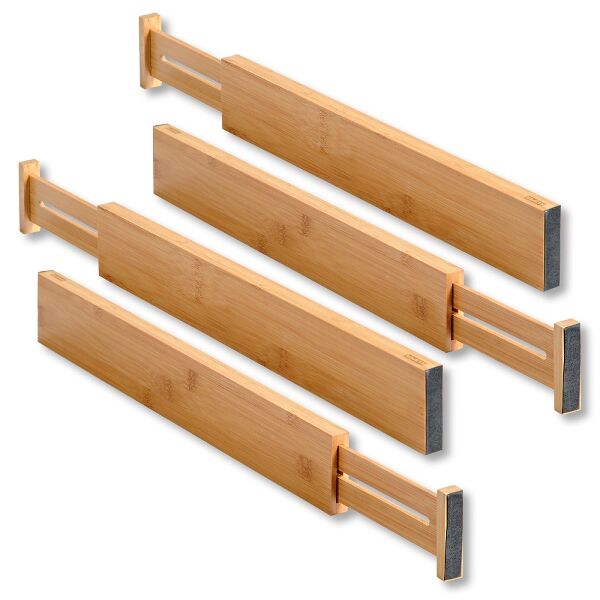 KESPER 1707413 Schubladentrenner, 4er Pack, Länge einstellbar von 45,5 bis 55 cm