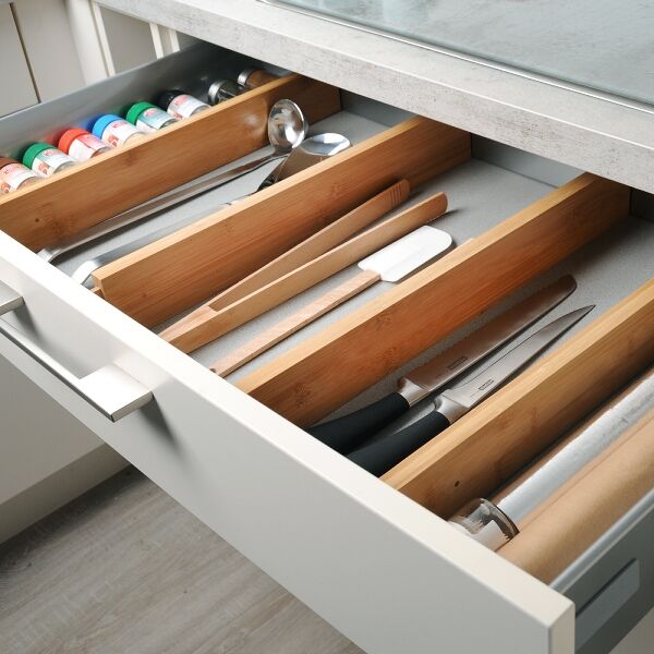 KESPER 1707413 Schubladentrenner, 4er Pack, Länge einstellbar von 45,5 bis 55 cm