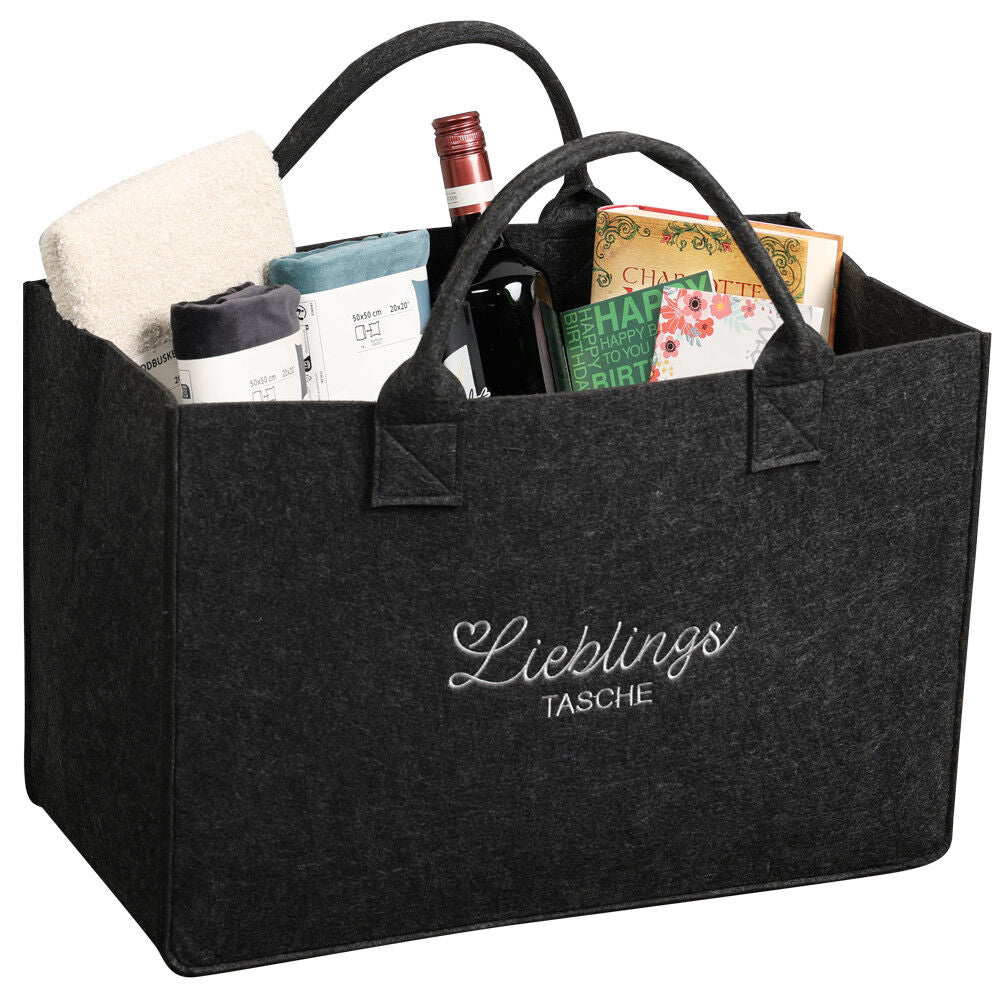 KESPER 17550 Tasche in Filz-Optik, 50 x 25 x 34 cm, Polyester, dunkelgrau