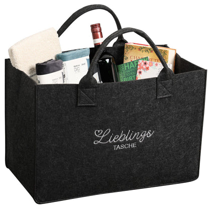 KESPER 17550 Tasche in Filz-Optik, 50 x 25 x 34 cm, Polyester, dunkelgrau