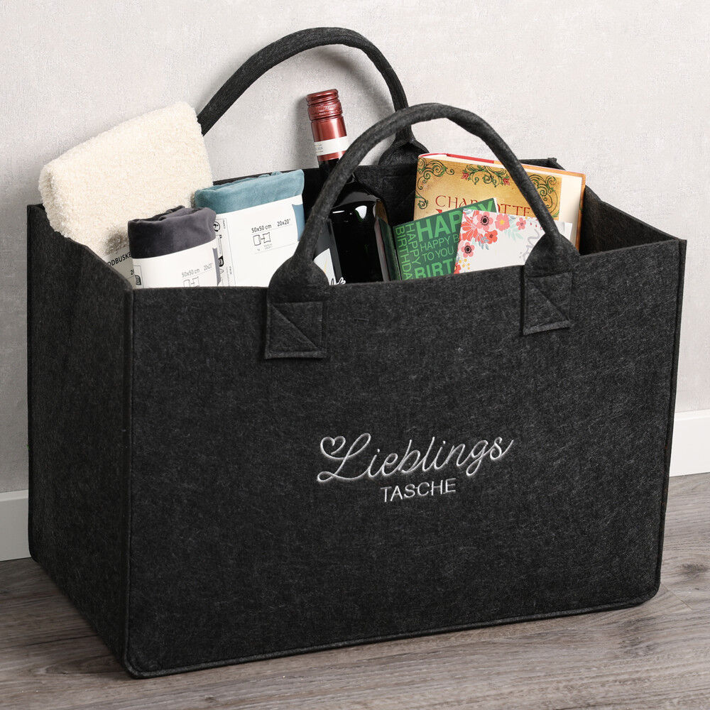 KESPER 17550 Tasche in Filz-Optik, 50 x 25 x 34 cm, Polyester, dunkelgrau