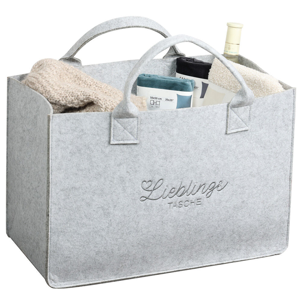 KESPER 17551 Tasche in Filz-Optik, 50 x 25 x 34 cm, Polyester, hellgrau