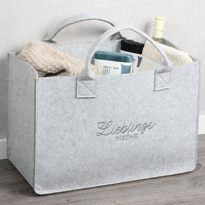 KESPER 17551 Tasche in Filz-Optik, 50 x 25 x 34 cm, Polyester, hellgrau
