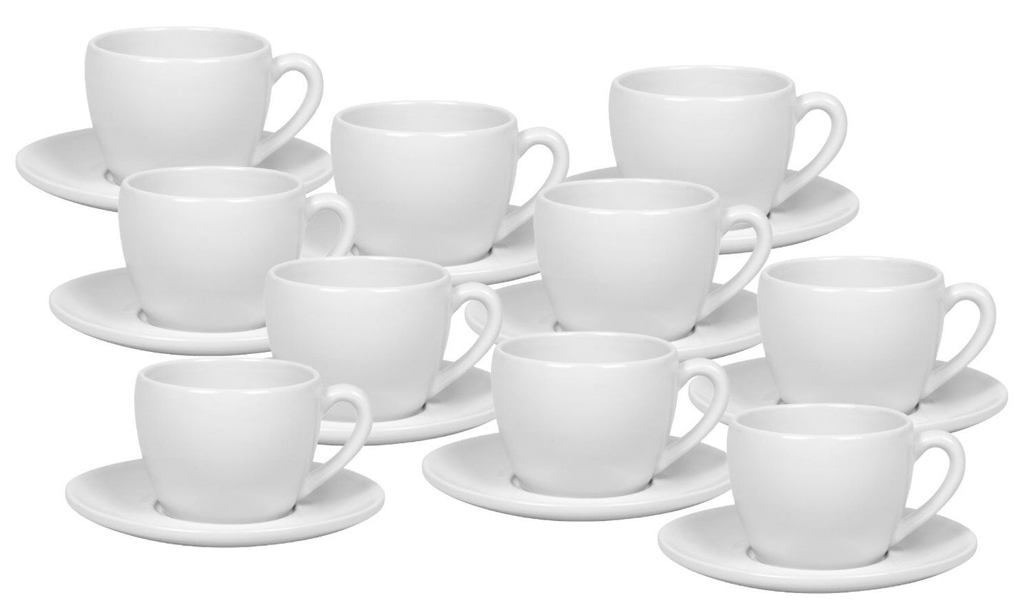 10er SET KÖNITZ Coffee Bar Kaffeetasse mit Untertasse 200 ml, weiß