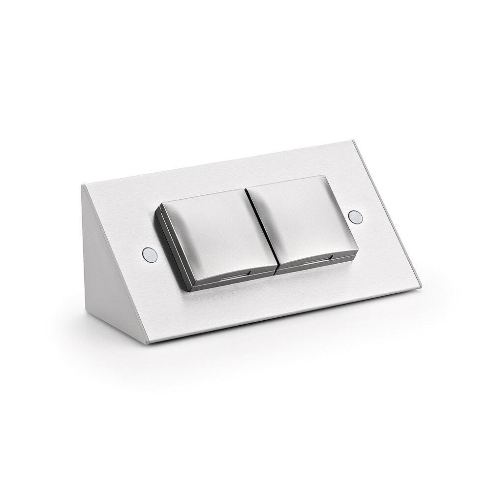 THEBO 2-fach Schuko Steckdosenelement ST 3900 ST/2 mit EDELSTAHL Gehäuse / Mehrfachsteckdose