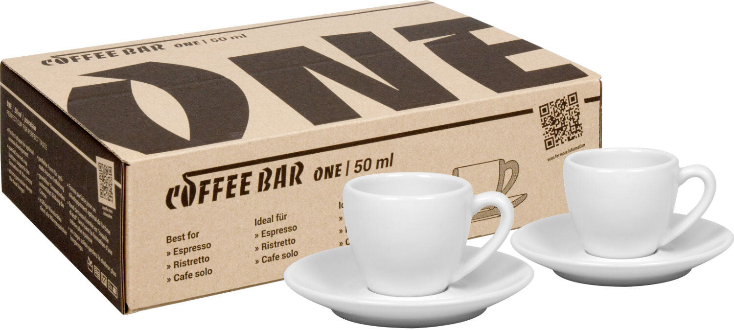 KÖNITZ 2er Set Coffee Bar ONE Espressotasse mit Untertasse 50 ml im Geschenkkarton
