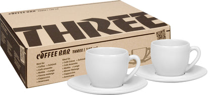KÖNITZ 2er Set Coffee Bar THREE Kaffeetasse mit Untertasse 140 ml im Geschenkkarton