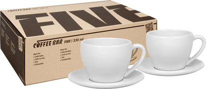 KÖNITZ 2er Set Coffee Bar FIVE Kaffeetasse mit Untertasse 330 ml im Geschenkkarton