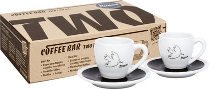 KÖNITZ 2er Set Coffee Bar TWO Picasso Espressotasse mit Untertasse 80 ml im Geschenkkarton
