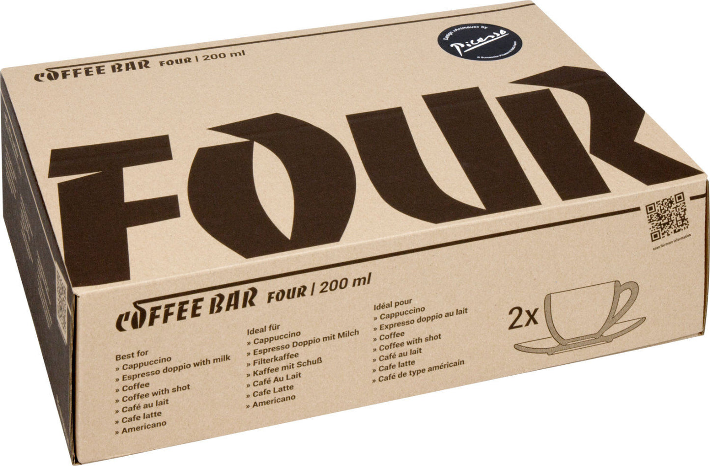 KÖNITZ 2er Set Coffee Bar FOUR Picasso Cappuccinotasse mit Untertasse 200 ml im Geschenkkarton – Bild 6