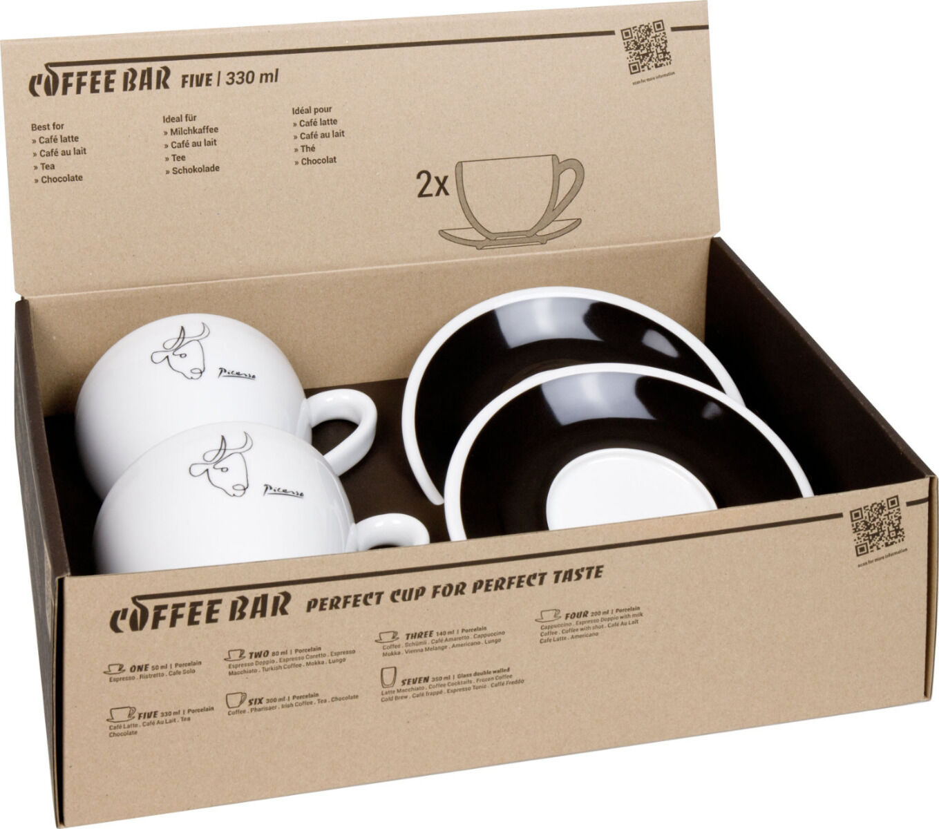 KÖNITZ 2er Set Coffee Bar FIVE Picasso Kaffeetasse mit Untertasse 330 ml im Geschenkkarton – Bild 5