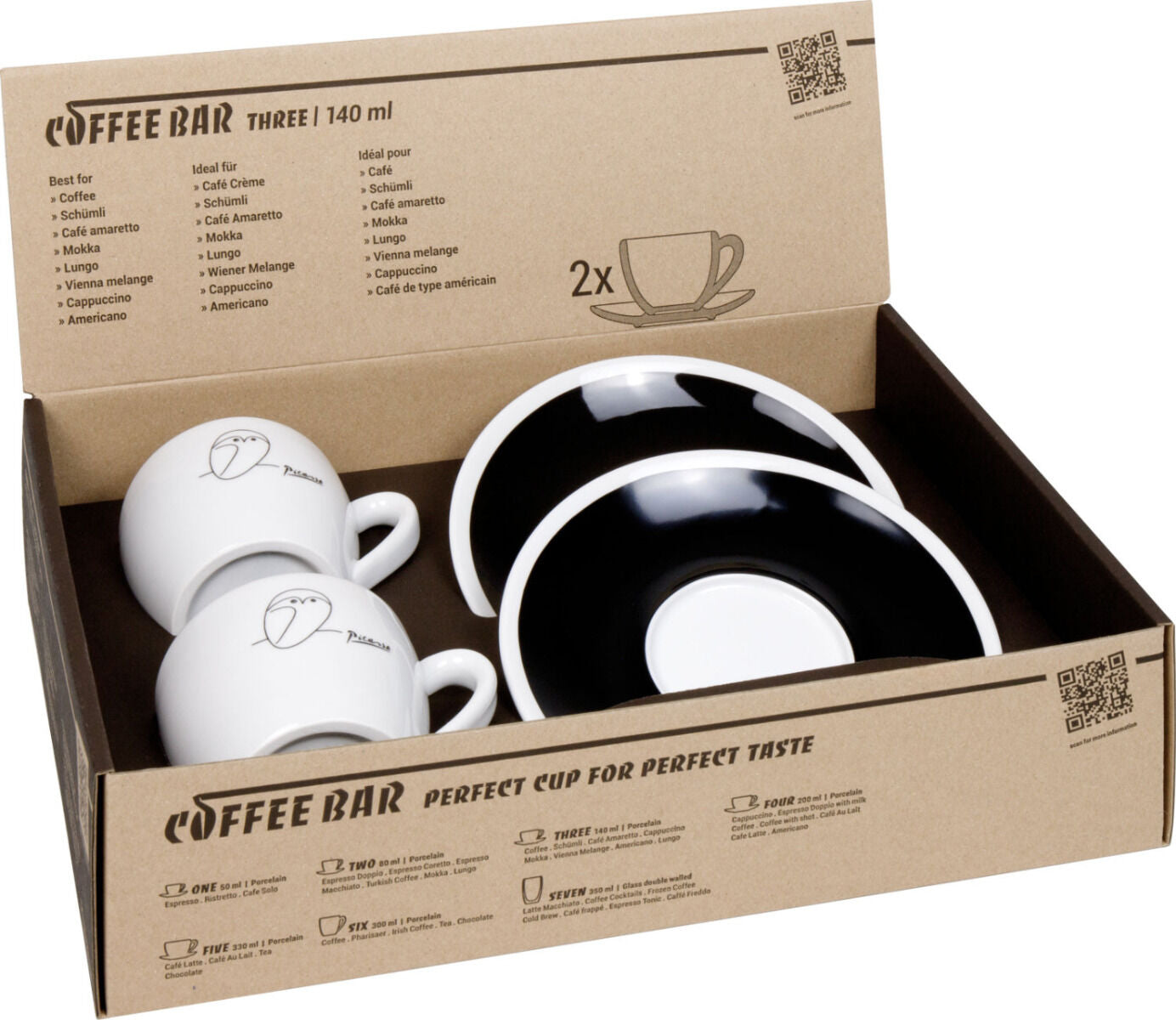 KÖNITZ 2er Set Coffee Bar THREE Picasso Kaffeetasse mit Untertasse 140 ml im Geschenkkarton – Bild 5