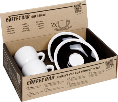KÖNITZ 2er Set Coffee Bar ONE Espressotasse mit Untertasse 50 ml Black & White im Geschenkkarton – Bild 4
