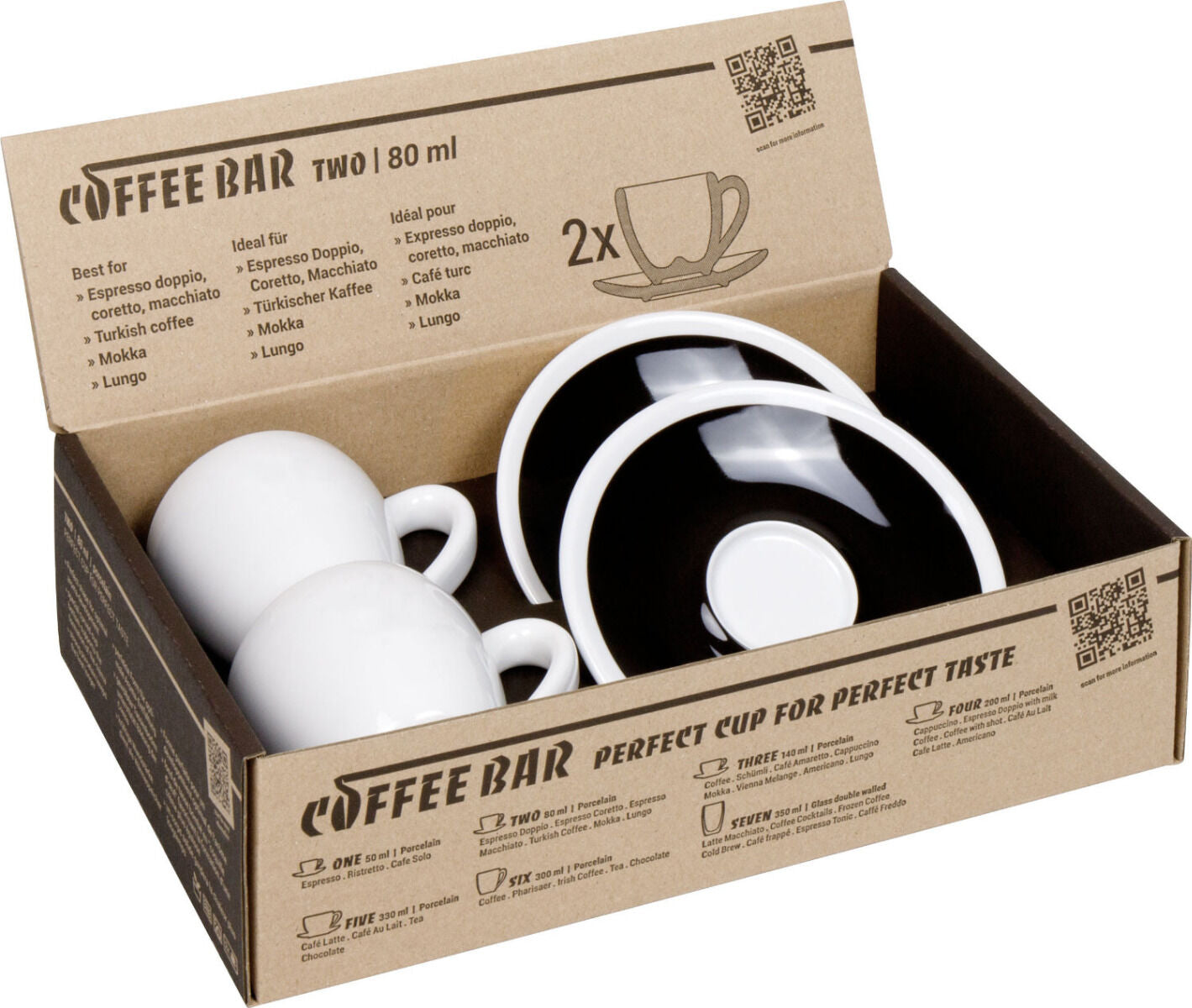 KÖNITZ 2er Set Coffee Bar TWO Espressotasse mit Untertasse 80 ml Black & White im Geschenkkarton – Bild 4