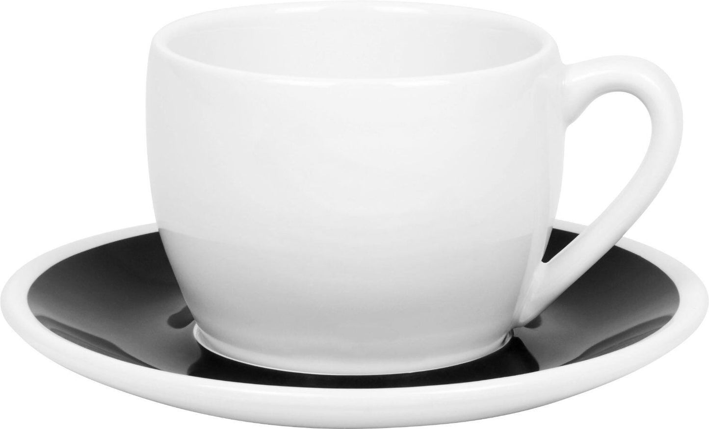 KÖNITZ 2er Set Coffee Bar FOUR Cappuccinotasse mit Untertasse 200 ml Black & White im Geschenkkarton – Bild 2