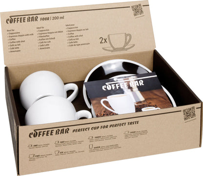 KÖNITZ 2er Set Coffee Bar FOUR Cappuccinotasse mit Untertasse 200 ml Black & White im Geschenkkarton – Bild 3