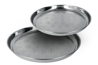 METALTEX Serviertablett rund INOX - satiniert in schwerer Qualität / Edelstahlplatte / Servierplatte