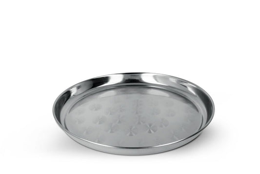 METALTEX Serviertablett rund INOX - satiniert in schwerer Qualität / Edelstahlplatte / Servierplatte